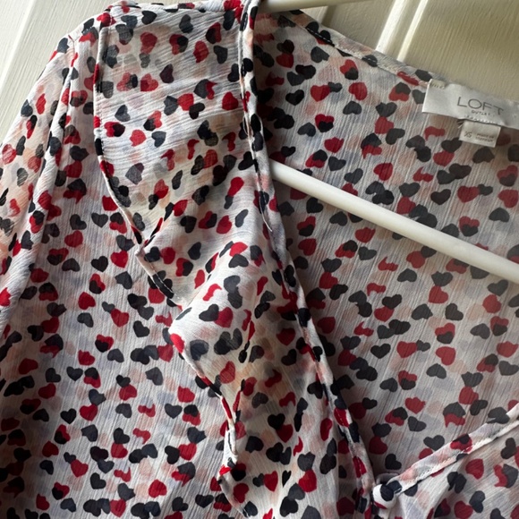 Loft Outlet sheer, with ruffle and V neck with ruffle button down Blouse.. - Picture 5 of 13